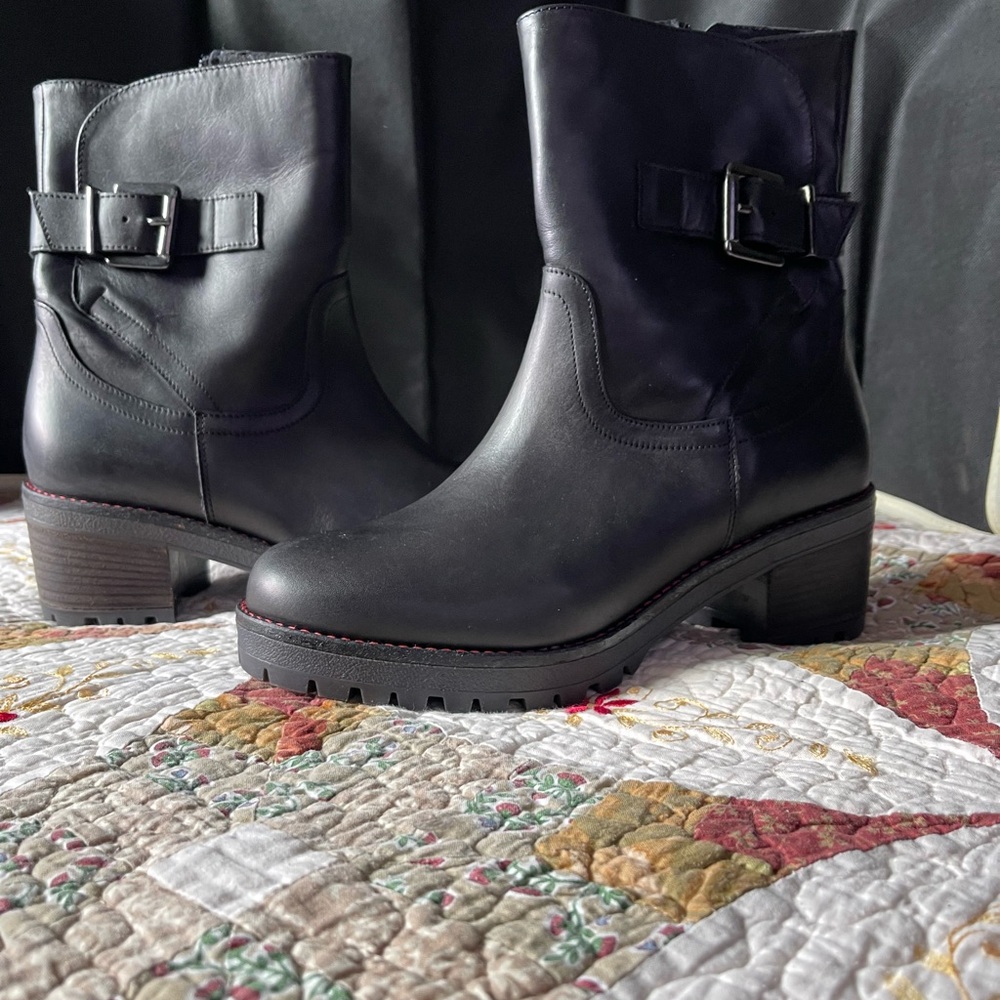 Coach and Four Dark Leather Moto Boots